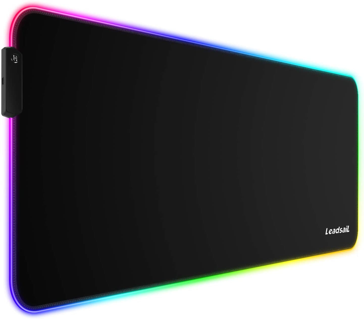 RGB Gaming Mouse Pad, 15 Light Modes LED Soft Extra Extended Large Mousepad, Non-Slip Rubber Base Computer Keyboard Mouse Mat with Durable Stitched Edges- 31.5 X 12 Inch (RGB Black)